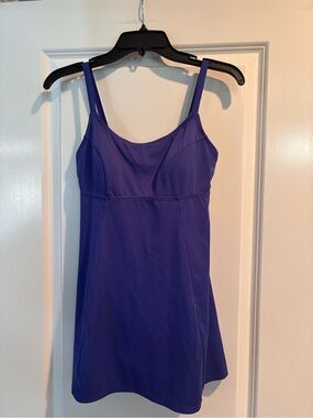L.L.Bean Blue Swim Dress One Piece Swimsuit Size 10 UPF 50+